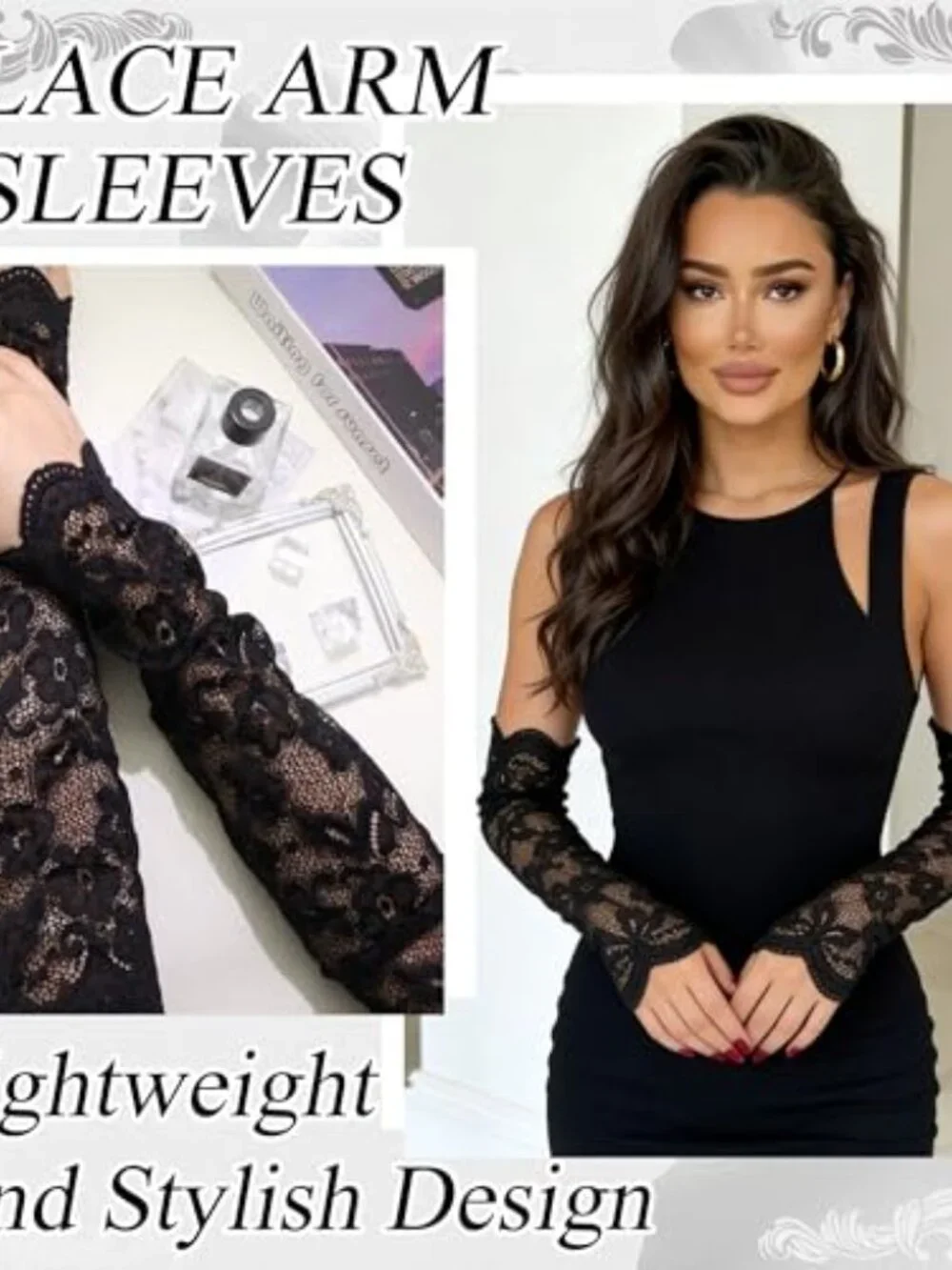 Elegant Floral Lace Gloves Fingerless Bridal Arm Sleeves